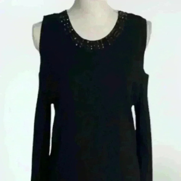 Heidi Wiesel Black Body con cold shoulder MIDI length Dress Size Large - Picture 4 of 6